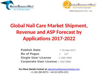 Global Nail Care Market Shipment, Revenue and ASP Forecast by Applications 2017-2022.pptx